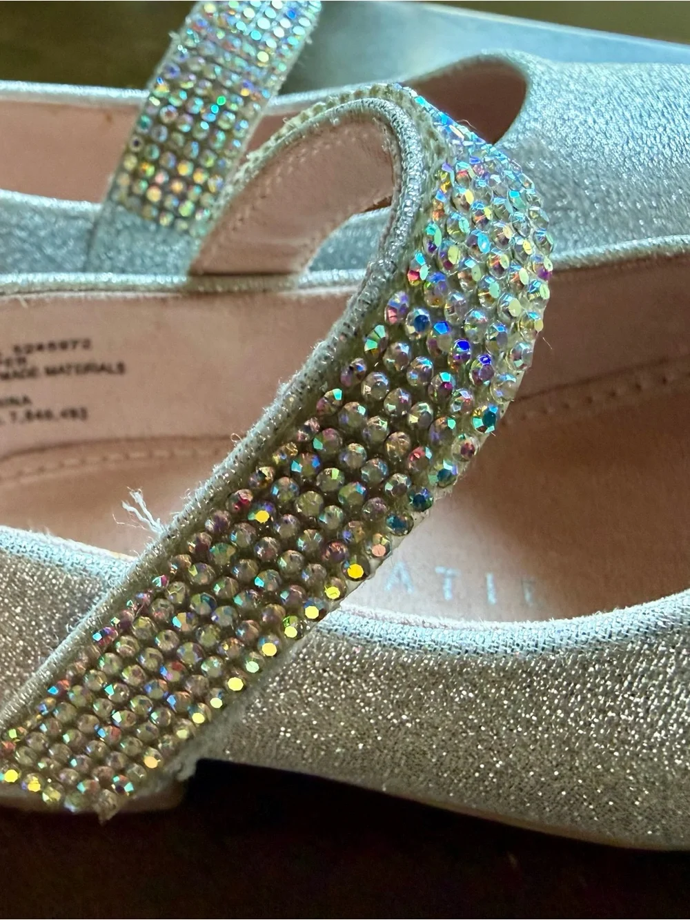 Kelly & Katie Glitter Mary Jane Shoes with Rhinestone Strap